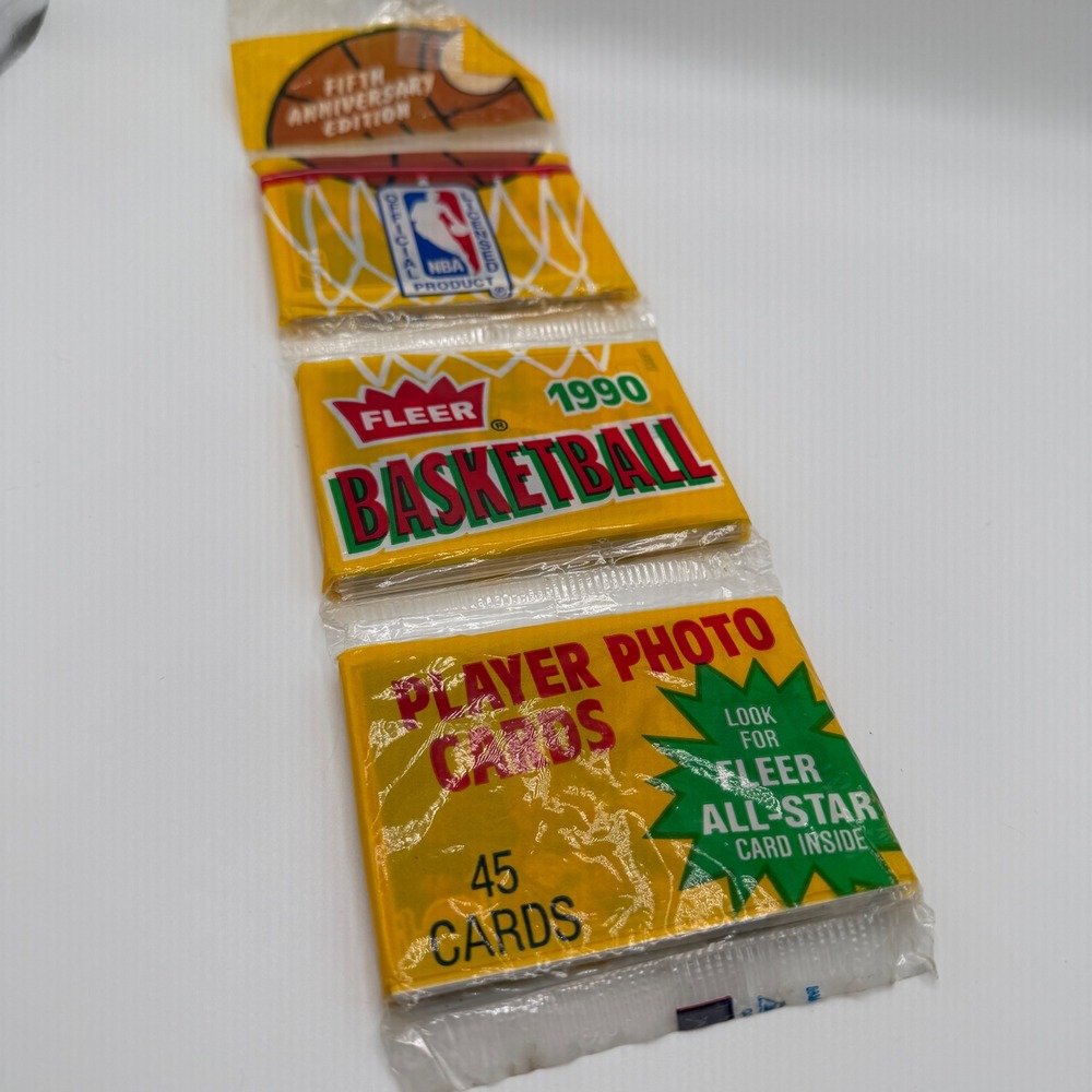 Vintage 1990 Fleer NBA Basketball 5th Anniversary‎ Edition Empty Pack Wrapper
